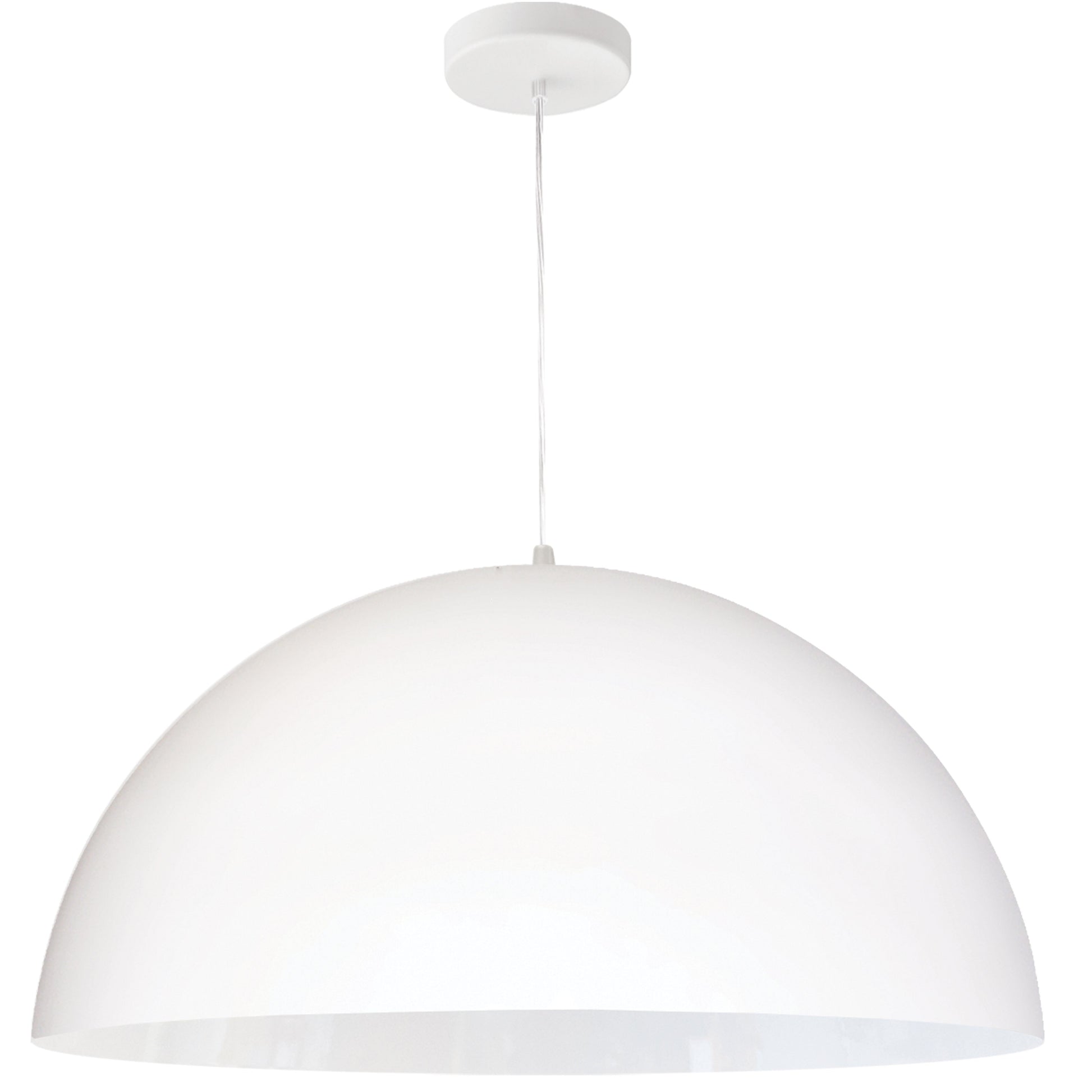 Dainolite 1 Light Incandescent Large Dome Pendant, Matte White - Renoz