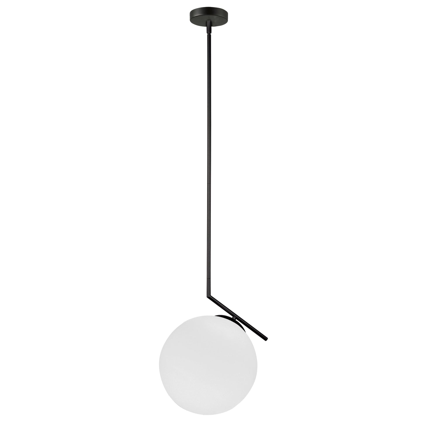 Dainolite 1 Light Incandescent Pendant, Matte Black with Opal Glass 14 inch - Renoz