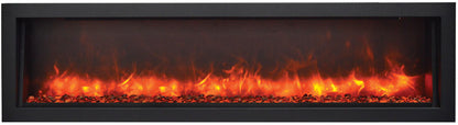 Remii 45″ Wide & 12″ Deep Indoor or Outdoor Built-in Only Electric Fireplace With Black Steel Surround