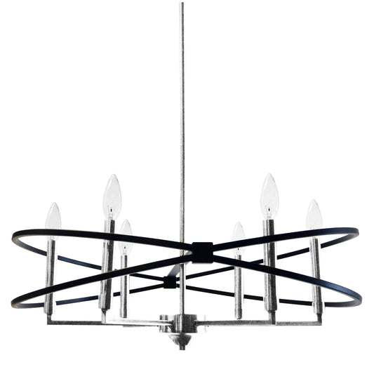 Dainolite 6-Light Incandescent Chandelier in Polished Chrome and Matte Black Finish - Renoz