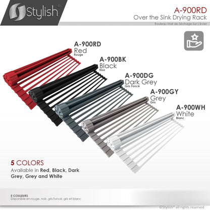 Stylish 20" Over the Sink Roll-up Drying Rack Red A-900RD - Renoz