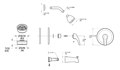 Pfister Pfirst Series 1 Handle Tub & Shower Set Trim Polished Chrome - Renoz