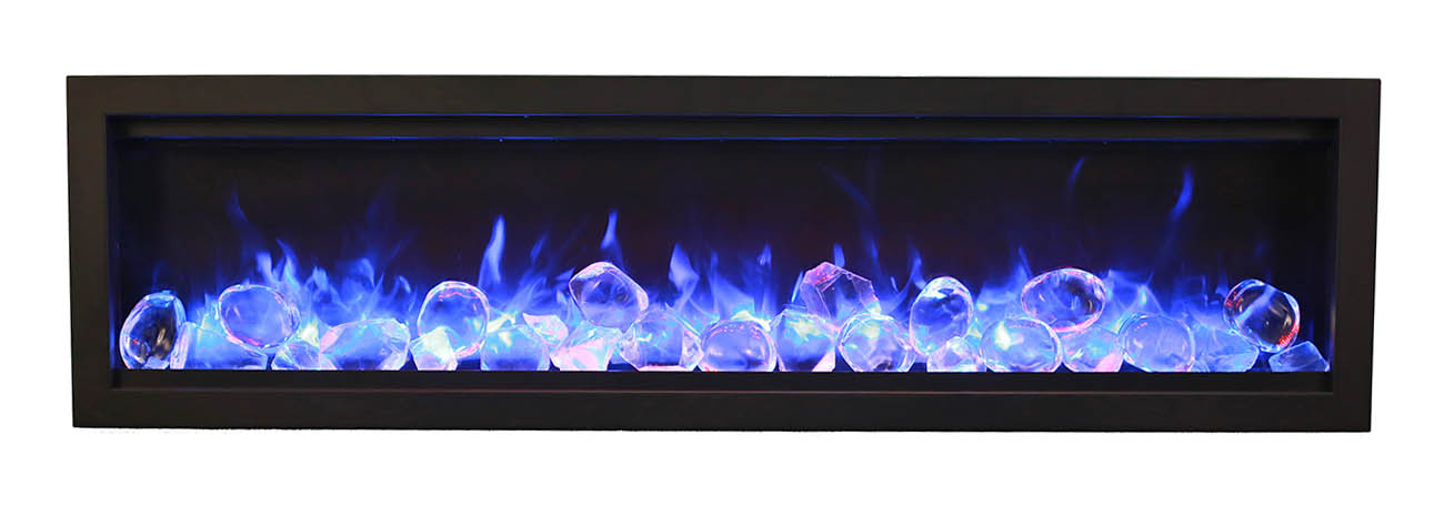 Remii WM-34 – 34" Wide, Basic, Clean-Face Built In Electric Fireplace with Clear Media and Black Steel Surround