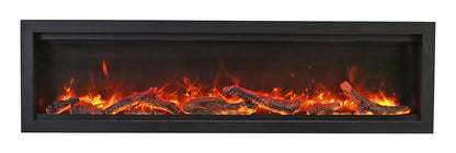 Remii WM-34 – 34" Wide, Basic, Clean-Face Built In Electric Fireplace with Clear Media and Black Steel Surround