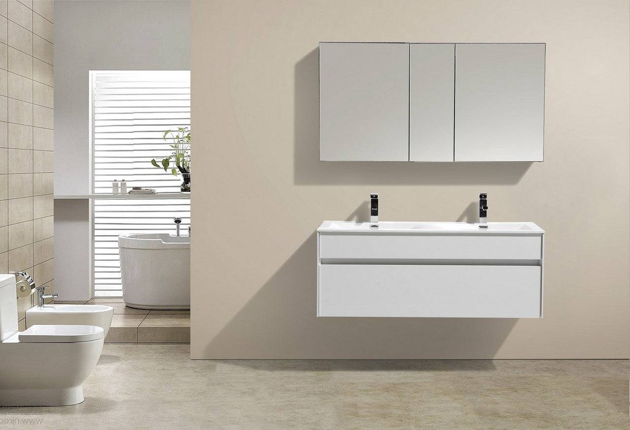 Kube Bath Fitto 48" Double Sink Wall Mount / Wall Hung Bathroom Vanity With 1 Drawer - Renoz