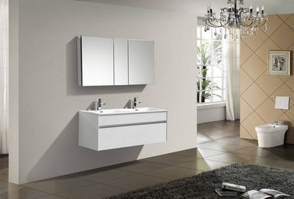 Kube Bath Fitto 48" Double Sink Wall Mount / Wall Hung Bathroom Vanity With 1 Drawer - Renoz