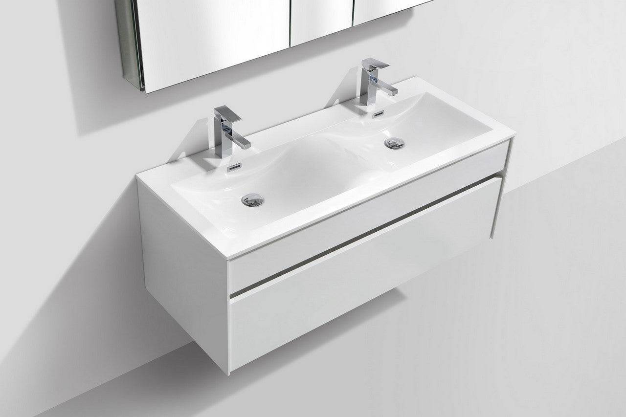 Kube Bath Fitto 48" Double Sink Wall Mount / Wall Hung Bathroom Vanity With 1 Drawer - Renoz