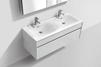 Kube Bath Fitto 48" Double Sink Wall Mount / Wall Hung Bathroom Vanity With 1 Drawer - Renoz