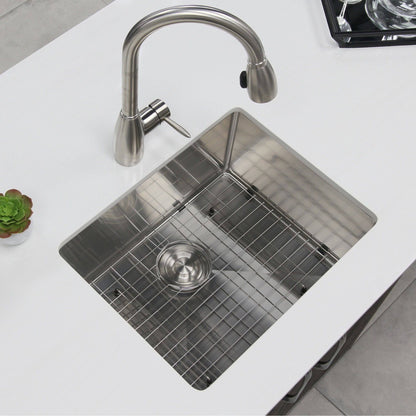 Stylish Citrine 23" x 18" Single Bowl Undermount Stainless Steel Kitchen Sink S-307XG - Renoz