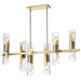 Dainolite 12 Light Horizontal Aged Brass Chandelier w/ Clear Fluted Glass - Renoz