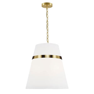 Dainolite 3 Light Incandescent Aged Brass Pendant w/ White Shade - Renoz