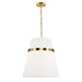 Dainolite 3 Light Incandescent Aged Brass Pendant w/ White Shade - Renoz