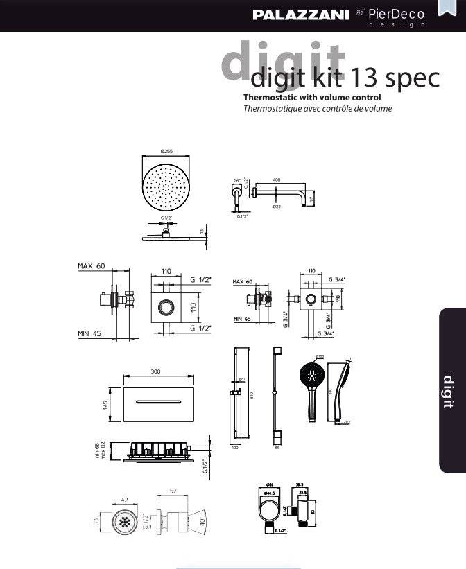 PierDeco Palazzani Digit Kit 13 Shower Kit - Renoz