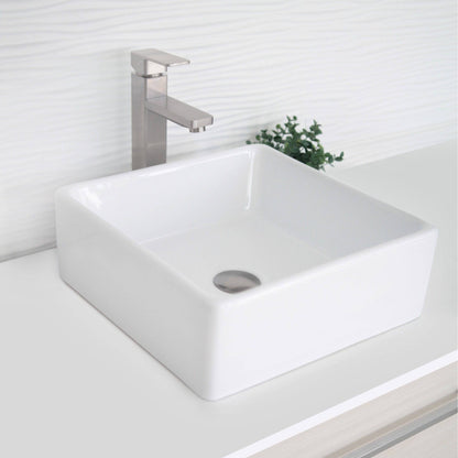 Stylish Edge 15" x 15" Square Vessel Bathroom Sink Enamel Glaze Finish P-222 - Renoz