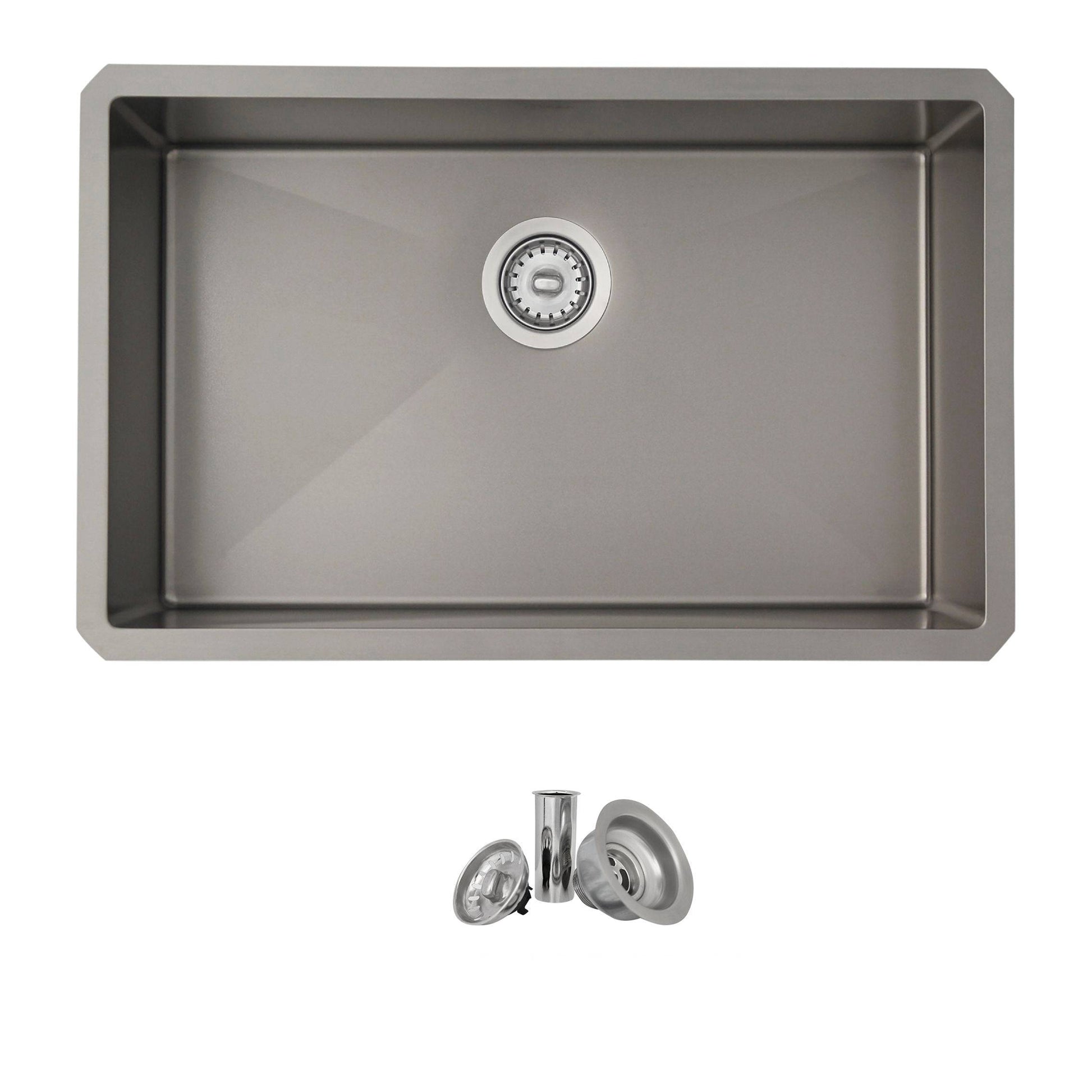 Stylish Agate 30" x 18" Graphite Single Bowl Undermount Stainless Steel Kitchen Sink S-711XN - Renoz