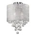 Dainolite 2 Light Incandescent Crystal Flush Mount Polished Chrome Finish with Silver Organza Shade - Renoz