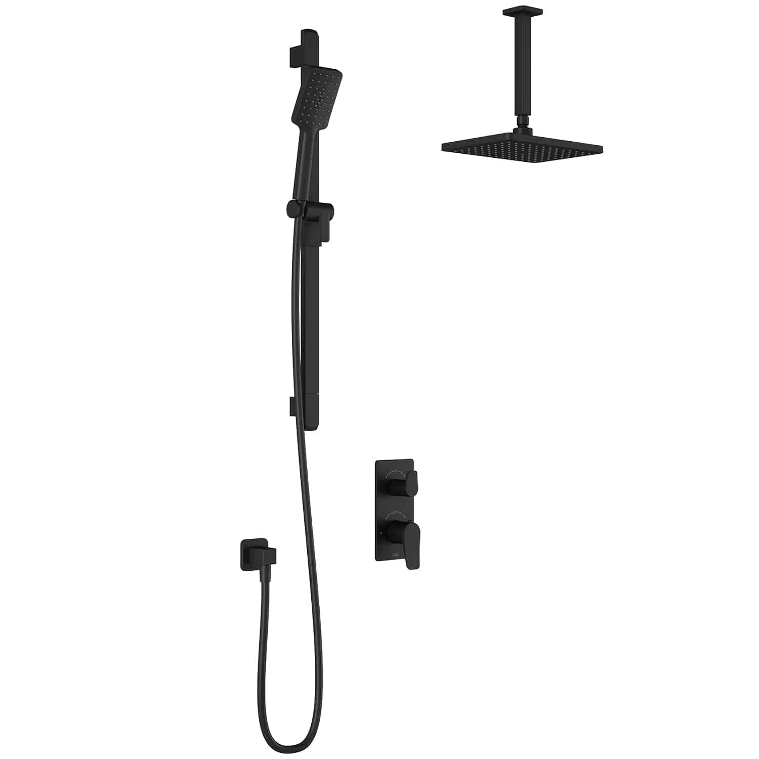 Kalia MOROKA TD2 (Valve Not Included) AQUATONIK T/P with Diverter Shower System with Vertical Ceiling Arm -Matte Black - Renoz