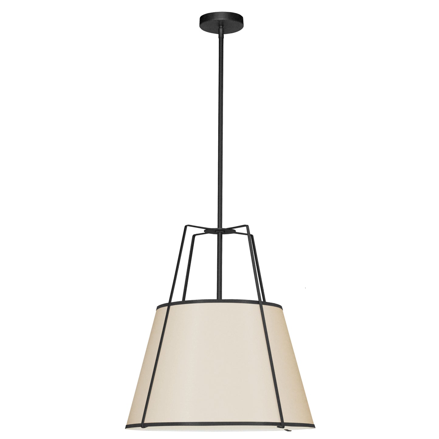 Dainolite 3 Light Trapezoid Pendant Black/Cream Shade w/ White Fabric Diffuser - Renoz