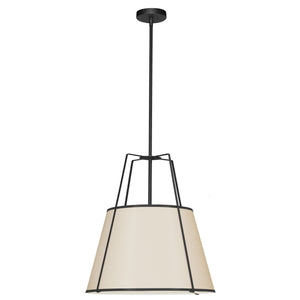 Dainolite 3 Light Trapezoid Pendant Black/Cream Shade w/ White Fabric Diffuser - Renoz