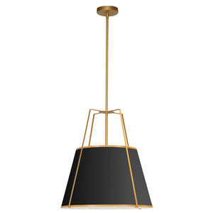 Dainolite 3 Light Trapezoid Pendant Gold/Black Shade w/ White Fabric Diffuser - Renoz