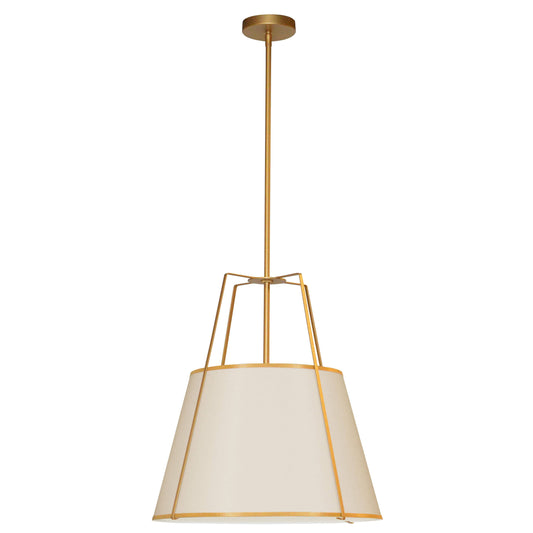 Dainolite 3 Light Trapezoid Pendant Gold/Cream Shade w/ White Fabric Diffuser - Renoz