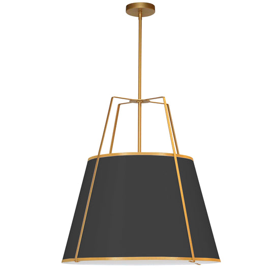 Dainolite 3 Light Trapezoid Pendant Gold/Black Shade w/ White Fabric Diffuser - Renoz