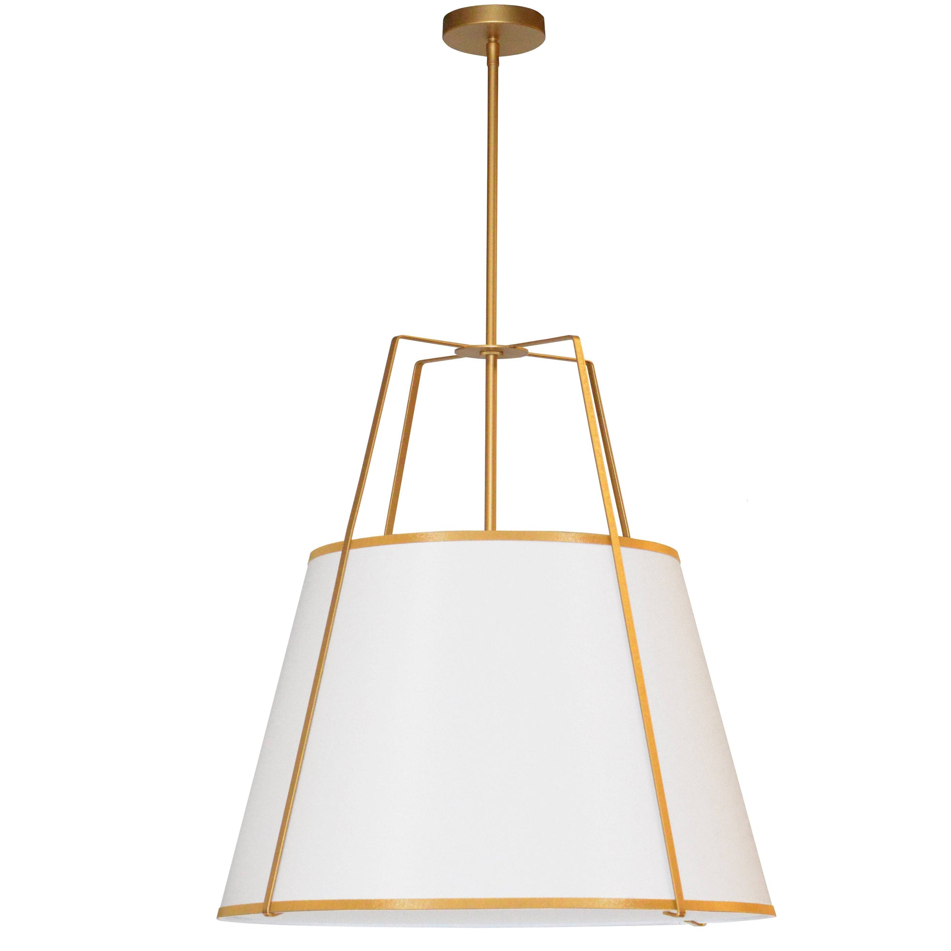 Dainolite 3 Light Trapezoid Pendant Gold frame and White Shade with White Diffuser - Renoz