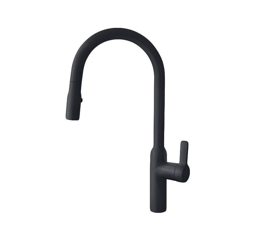 Stylish Napoli 18.75" Kitchen Faucet Single Handle Pull Down Dual Mode Stainless Steel Matte Black Finish K-133N - Renoz