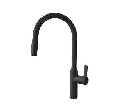 Stylish Napoli 18.75" Kitchen Faucet Single Handle Pull Down Dual Mode Stainless Steel Matte Black Finish K-133N - Renoz