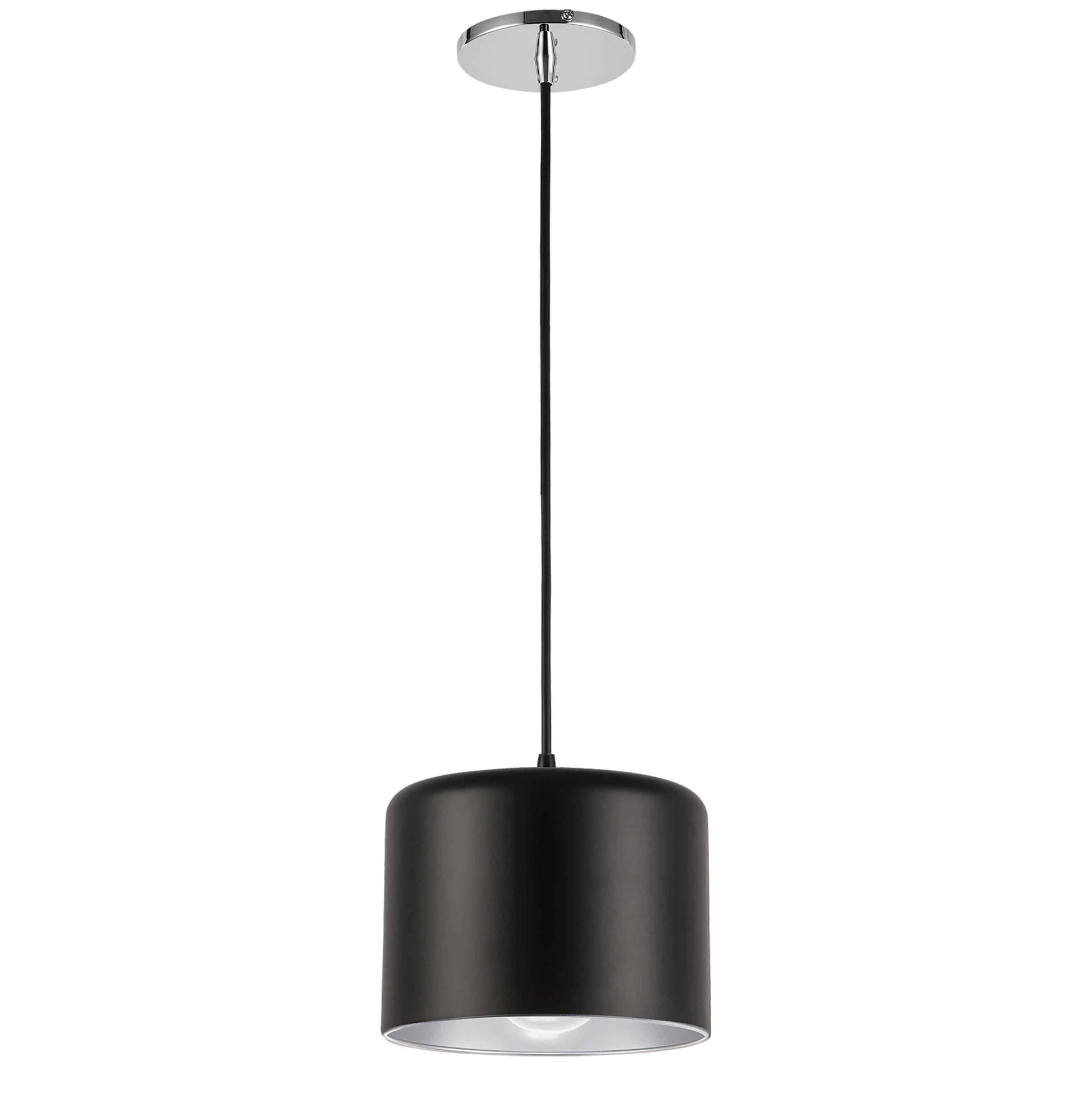 Dainolite 1 Light Incandescent Pendant, Polished Chrome with Matte Black & Silver Shade - Renoz