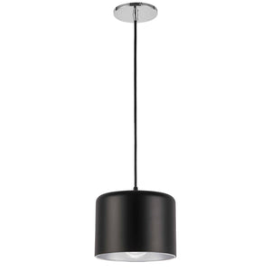 Dainolite 1 Light Incandescent Pendant, Polished Chrome with Matte Black & Silver Shade - Renoz