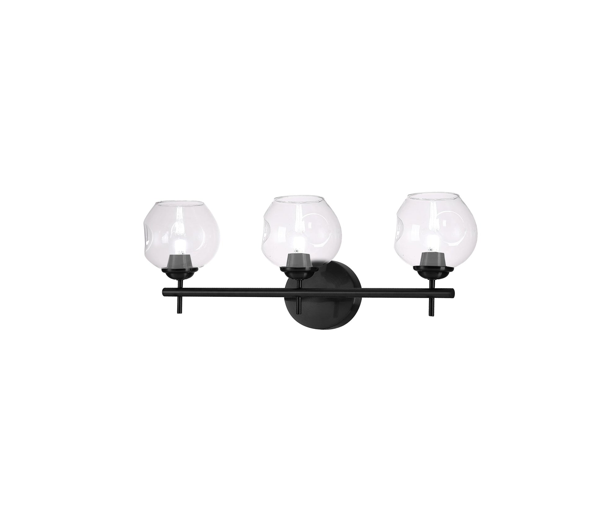 Dainolite 3 Light Halogen Matte Black Vanity Fixture w/ Clear Glass - Renoz