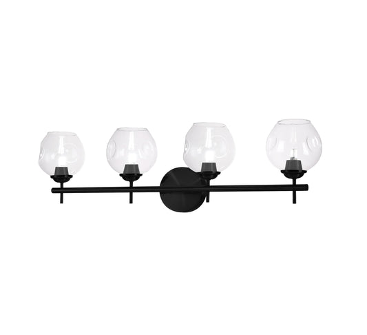 Dainolite 4 Light Halogen Matte Black Vanity w/ Clear Glass - Renoz