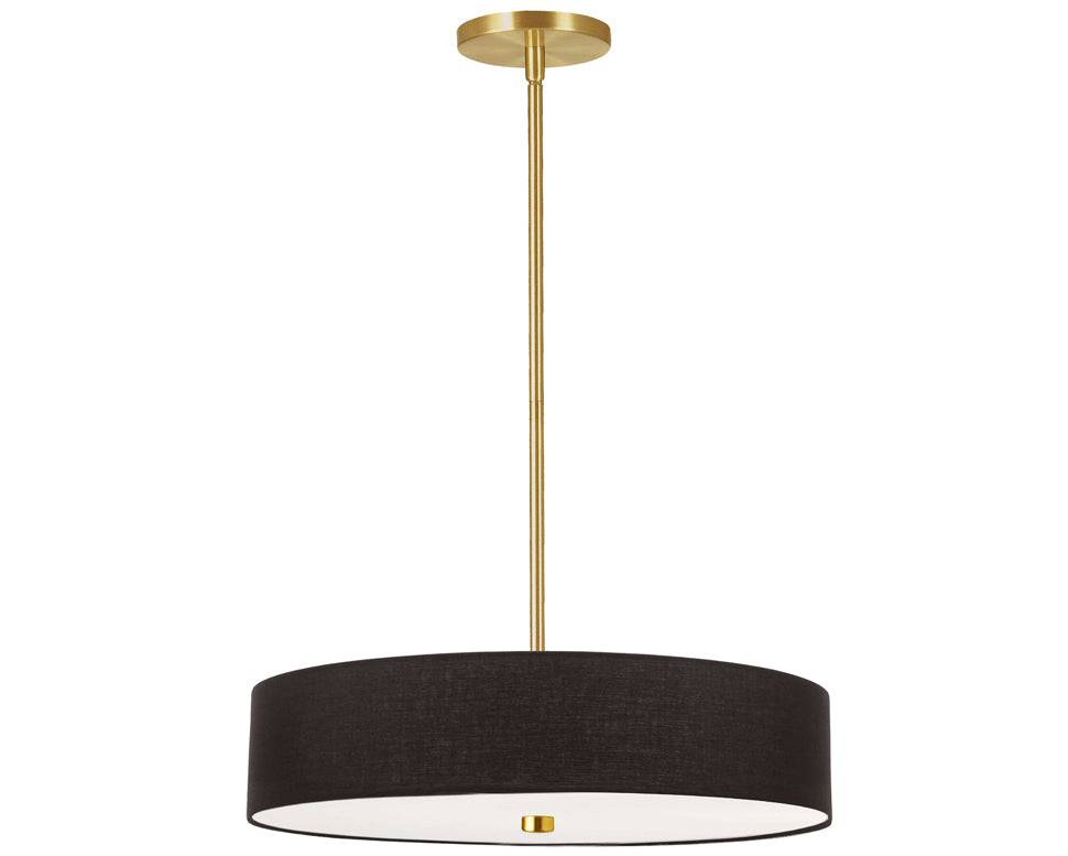 Dainolite 4 Light Incandescent Pendant Aged Brass with Black Shade - Renoz