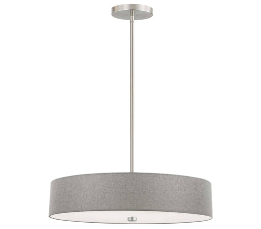 Dainolite 4 Light Incandescent Pendant Satin Chrome with Grey Shade - Renoz