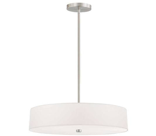 Dainolite 4 Light Incandescent Pendant Satin Chrome with White Shade - Renoz