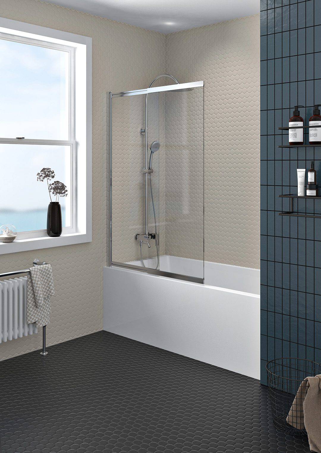 Zitta Verdi 40" Bath Screen Bathtub Door Chrome Clear - Renoz