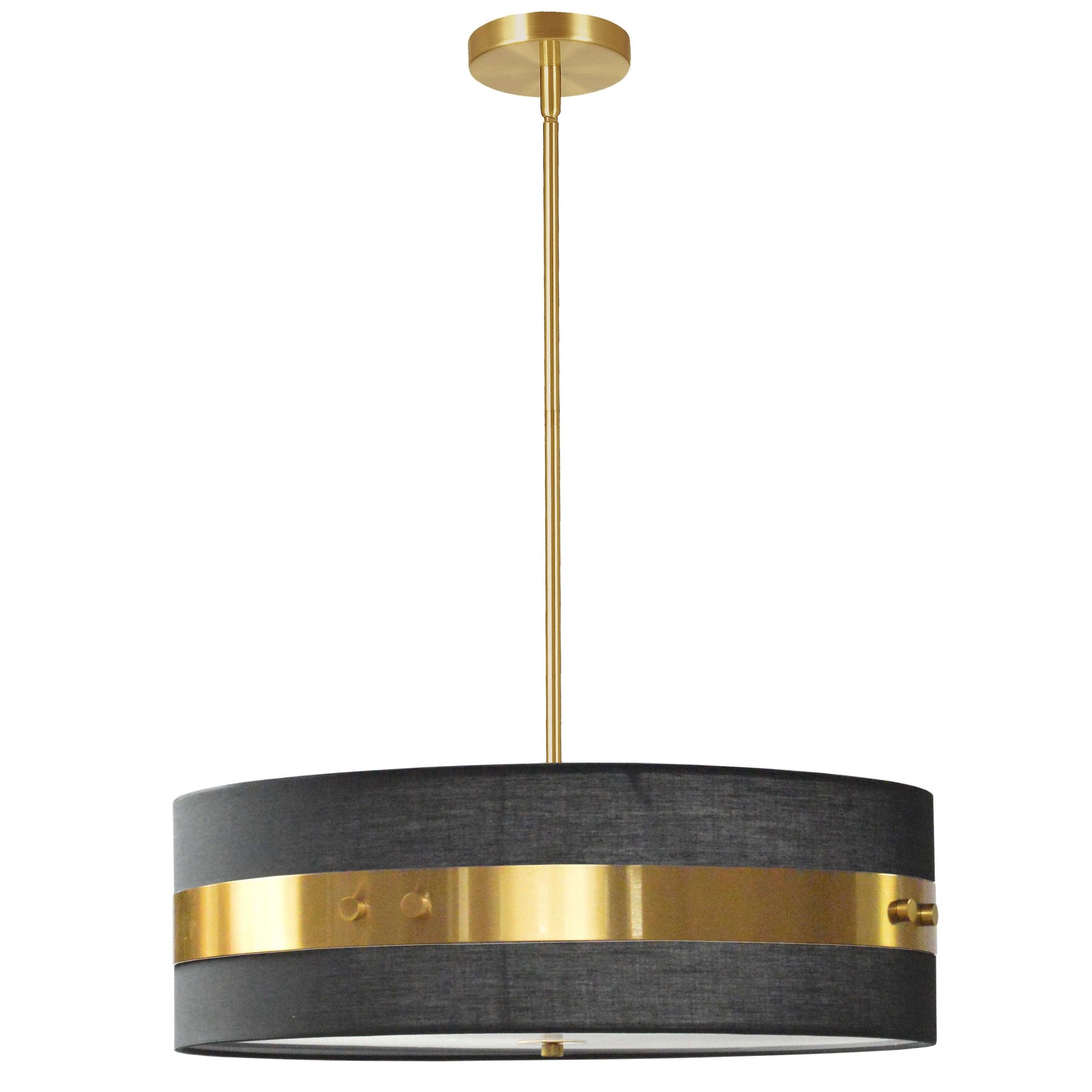 Dainolite 4 Light Incandescent Pendant Aged Brass Finish with Black Shade 22 inch - Renoz