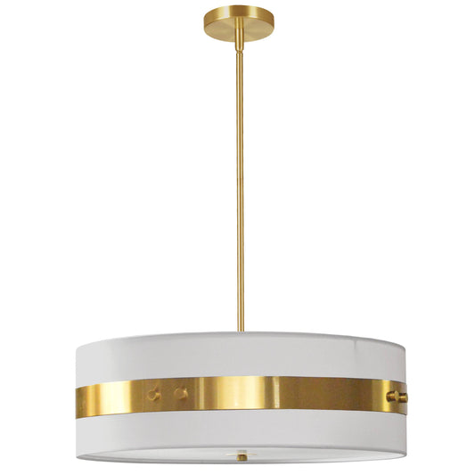 Dainolite 4 Light Incandescent Pendant Aged Brass Finish with White Shade - Renoz