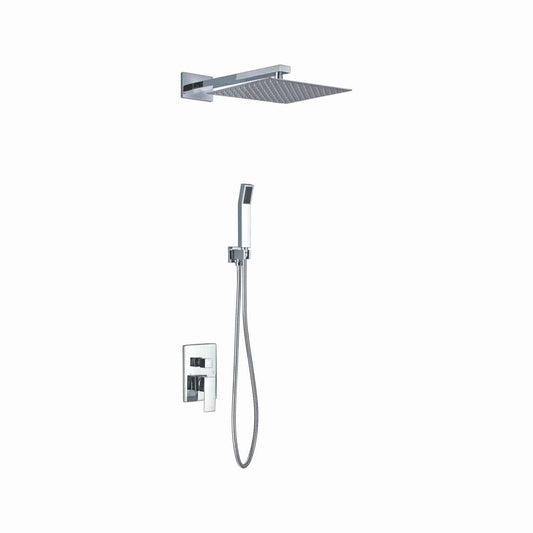 Kube Bath Aqua Piazza Shower Set With 12" Square Rain Shower and Handheld Chrome - Renoz