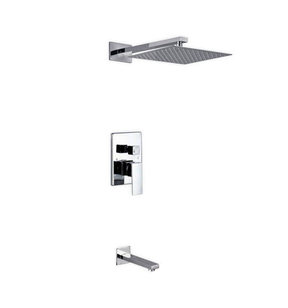 Kube Bath Aqua Piazza Shower Set With 12" Square Rain Shower and Tub Filler Chrome - Renoz