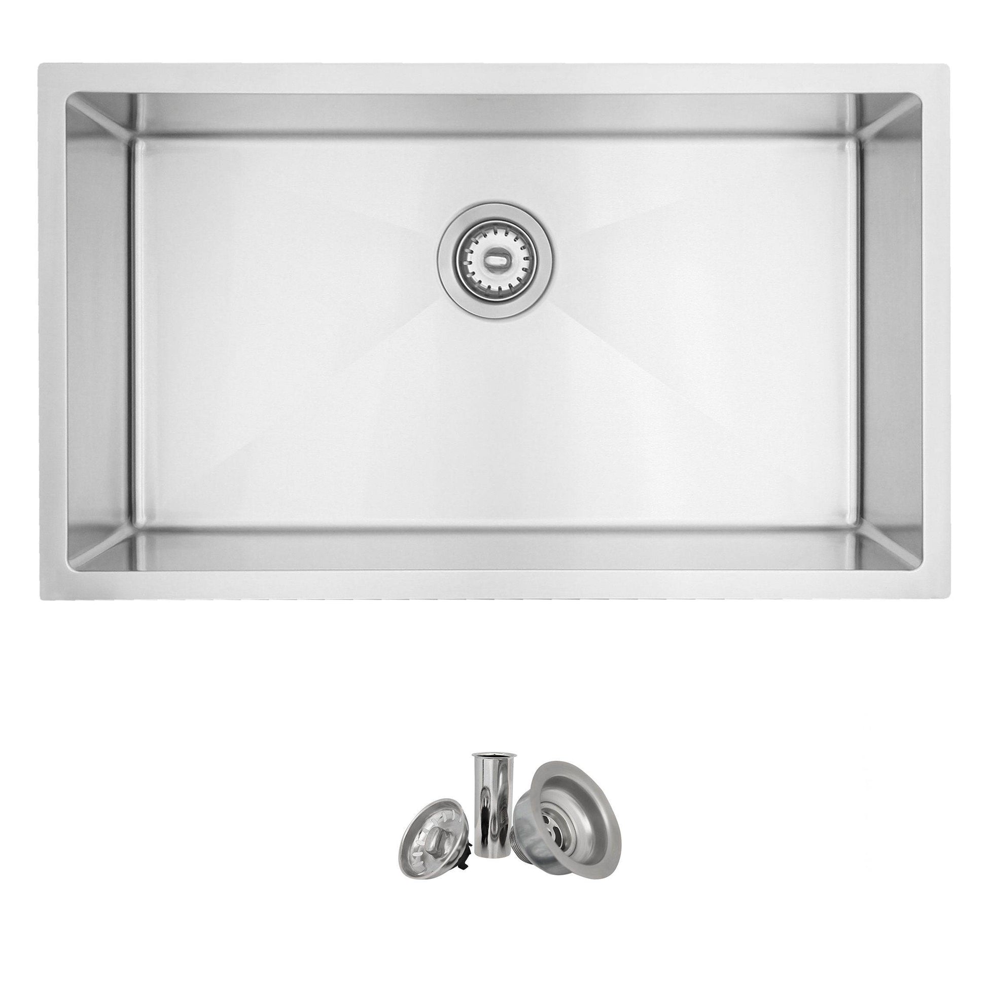 Stylish Valencia 31.13" x 18" Single Bowl Undermount Stainless Steel Kitchen Sink S-402 - Renoz