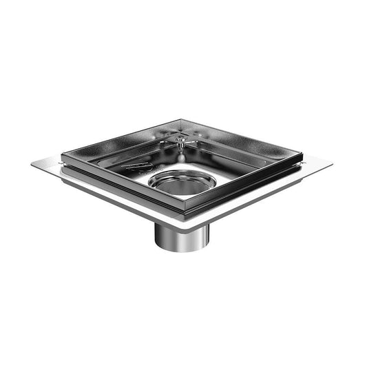 Zitta 8" x 8" Square Flange Edge Stainless Steel Channel With Membrane (Cover Sold Separately) - Renoz