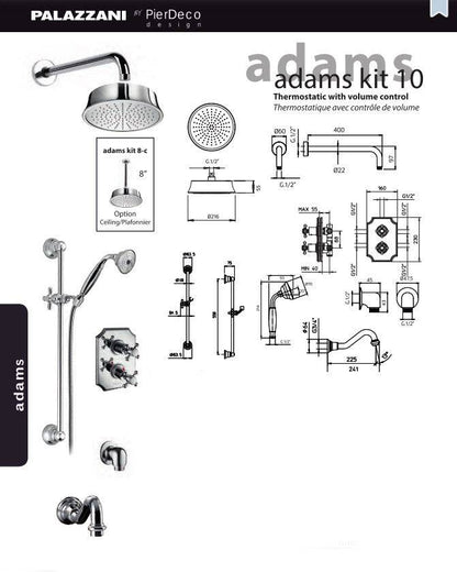 PierDeco Palazzani Adams 10 Shower Kit - Renoz