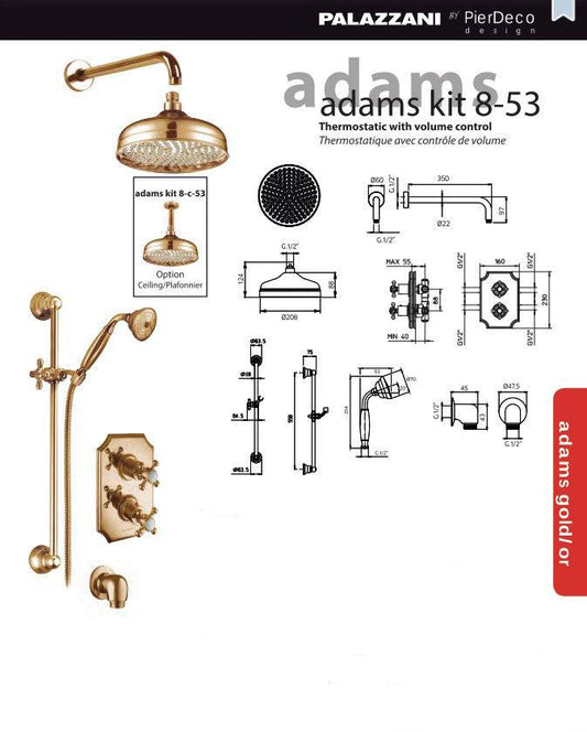 PierDeco Palazzani Adams Kit 8 Gold Shower Kit - Renoz