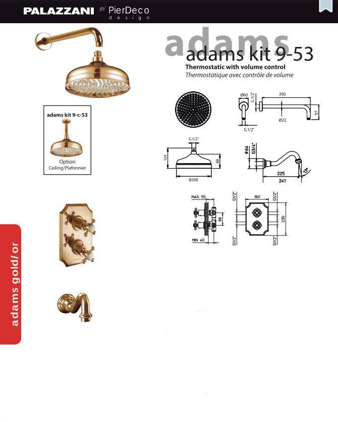 PierDeco Palazzani Adams Kit 9 Gold Shower Set - Renoz