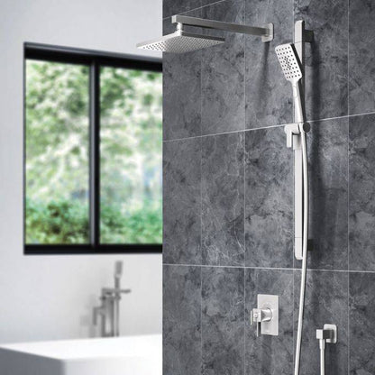 Kalia SquareOne TCD1 (Valve Not Included) AQUATONIK T/P Coaxial Shower System with 10-1/4" Shower Head and Wall Arm- Pure Nickel PVD - Renoz