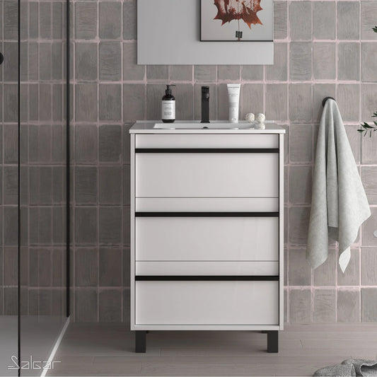 PierDeco Design Meuble-lavabo Attila 24 pouces (3 tiroirs)