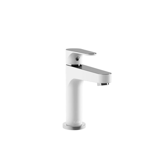 Kalia KONTOUR 6.25" Single Hole Lavatory Faucet with Pop up Drain and Overflow- Chrome/White - Renoz