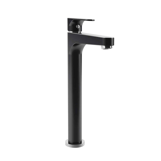 Kalia KONTOUR 11.37" Tall Single Hole Lavatory Bathroom Vessel Faucet- Chrome/Black - Renoz